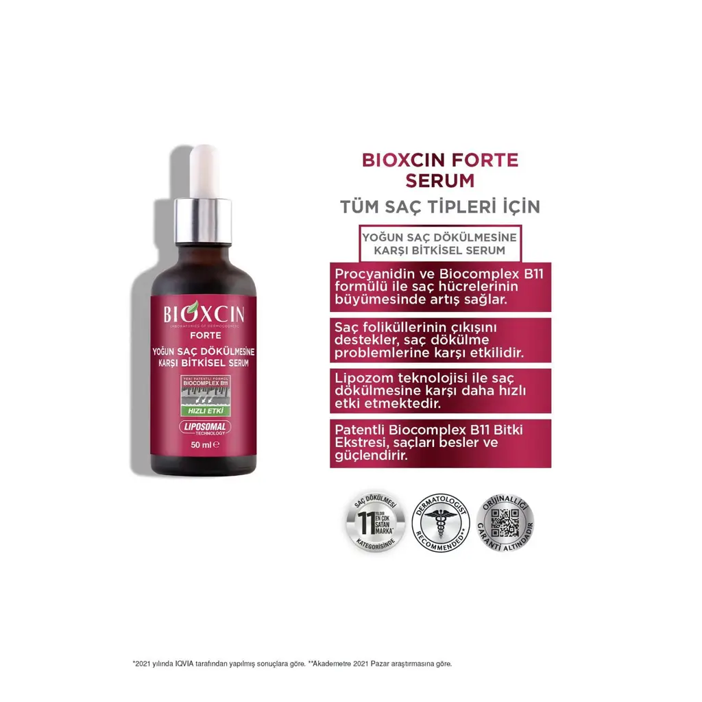 Bioxcin Forte Yoğun Saç Dökülmesine Karşı Bitkisel Saç Serumu 3 X 50 ml Lipozom Teknolojisi