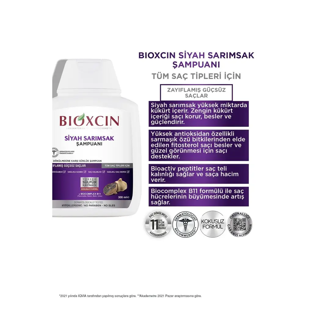 Bioxcin Siyah Sarımsak Şampuan 3x300 Ml - Saç Dökülmesi Şampuanı
