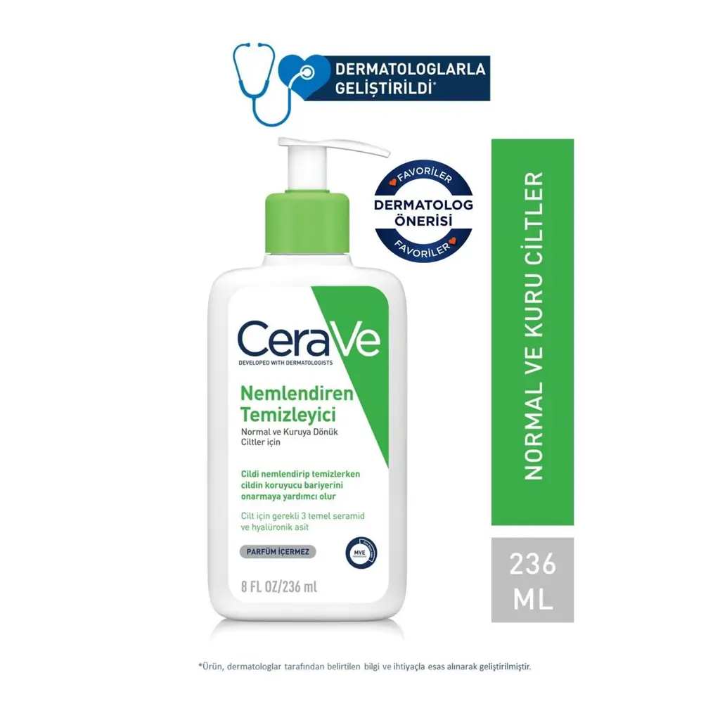 CeraVe Nemlendiren Temizleyici Normal & Kuru Ciltler Yüz Vücut 236 ml