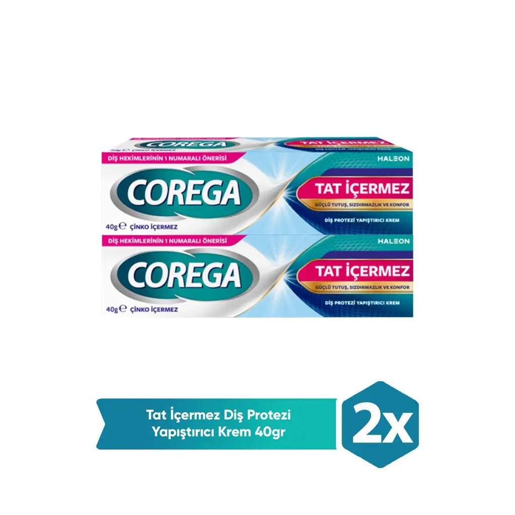 Corega Süper Diş Protezi Yapıştırıcı Tat İçermez Krem 40 gr 2 Adet