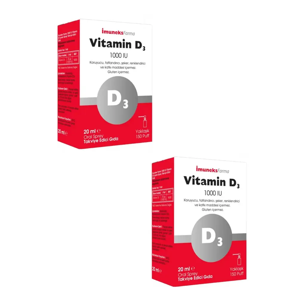 İmuneks Vitamin D3 1000 IU Sprey 20 ml 2 Adet