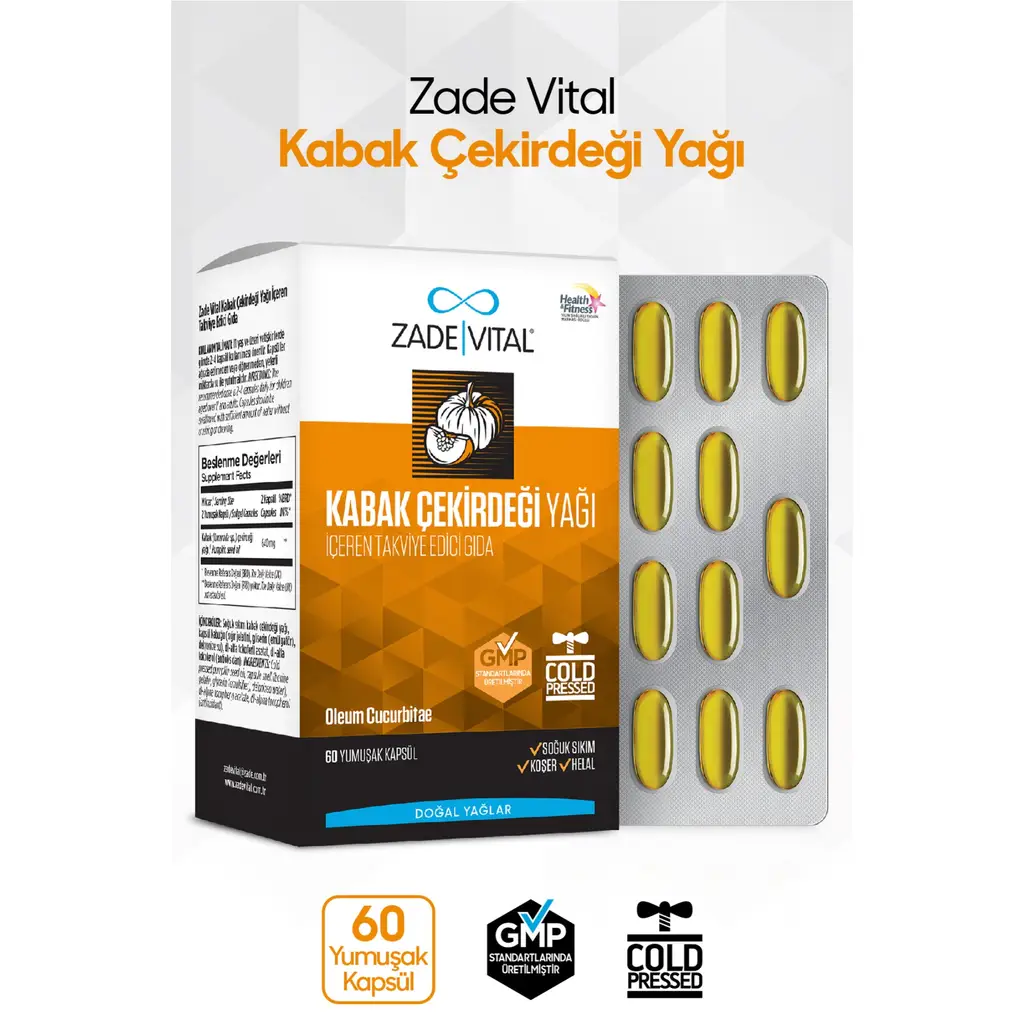 Zade Vital Kabak Çekirdeği Yağı 320 mg 60 Yumuşak Kapsül