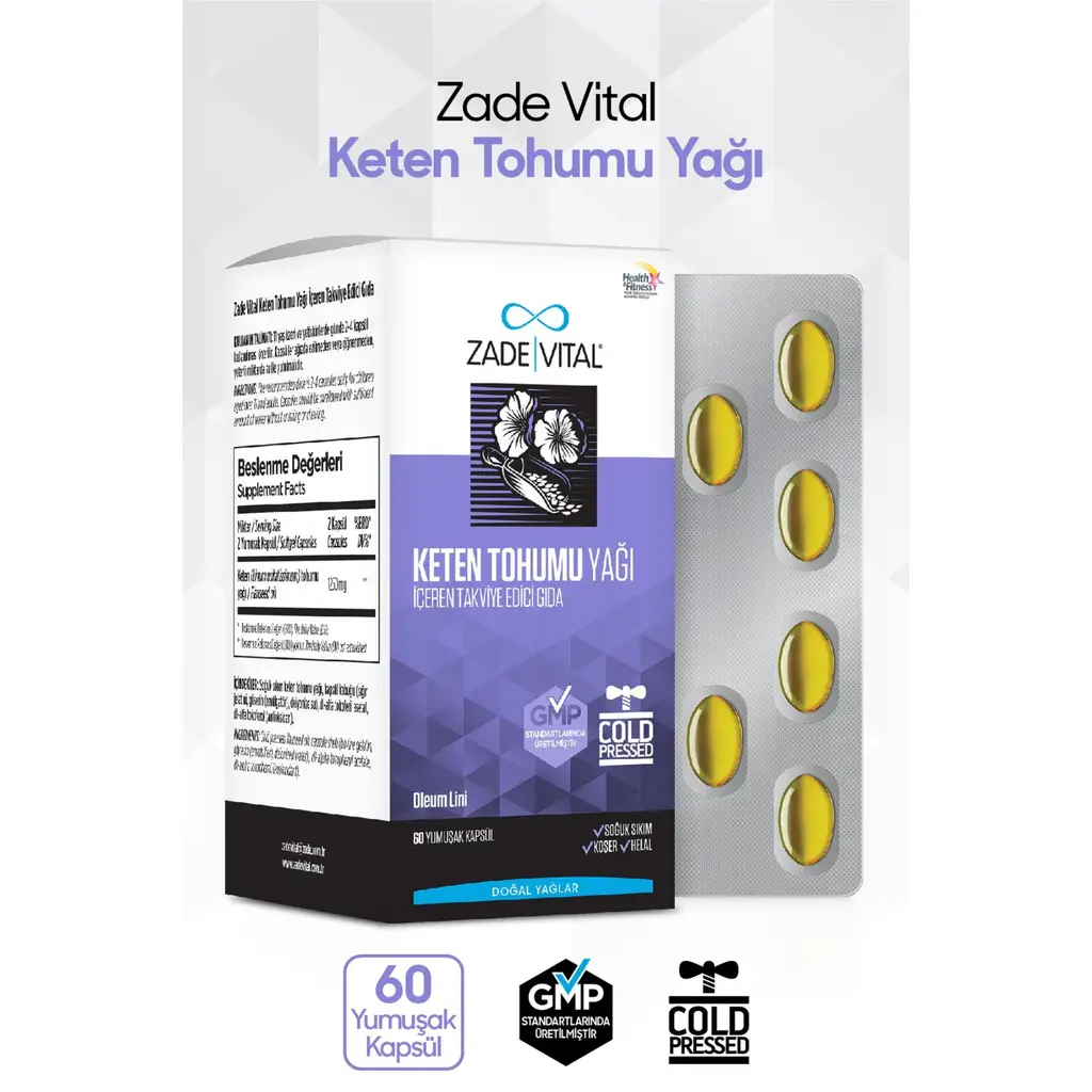 Zade Vital Keten Tohumu Yağı 60 Yumuşak Kapsül