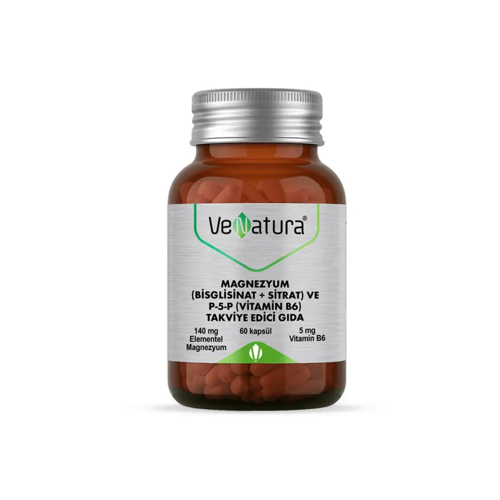 VeNatura Magnezyum Bisglisinat+Sitrat+P5P+B6 60 Kapsül