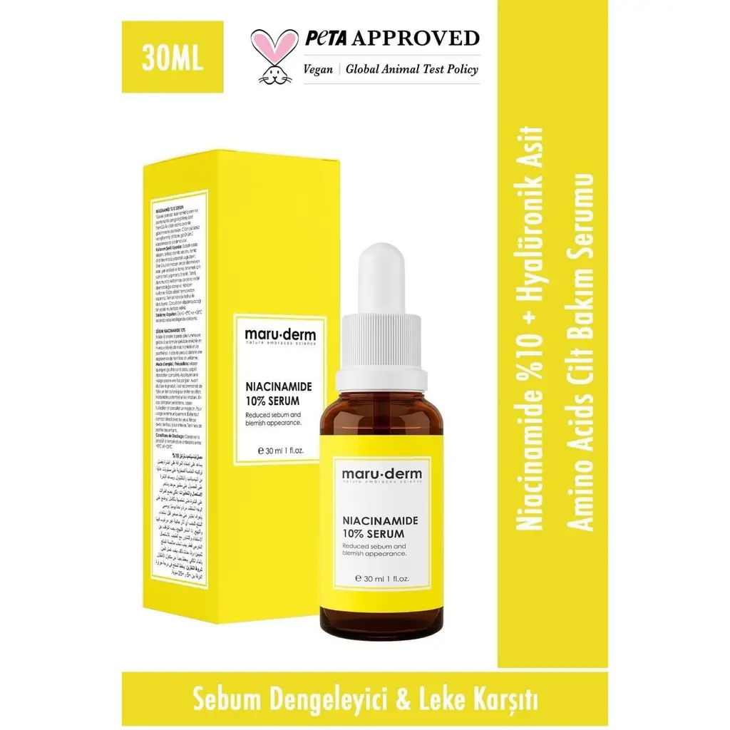 Maruderm Niacinamide %10 + Hyalüronik Asit + Panthenol Cilt Bakım Serumu 30 Ml