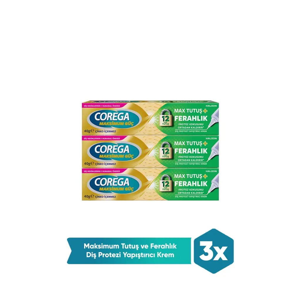 Corega Maksimum Güç Tutuş Ferahlığı 40 gr 3 Adet