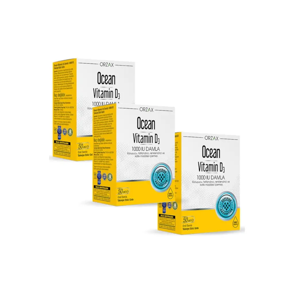 Ocean Vitamin D3 1000 Iu Damla 50 Ml 3 Adet