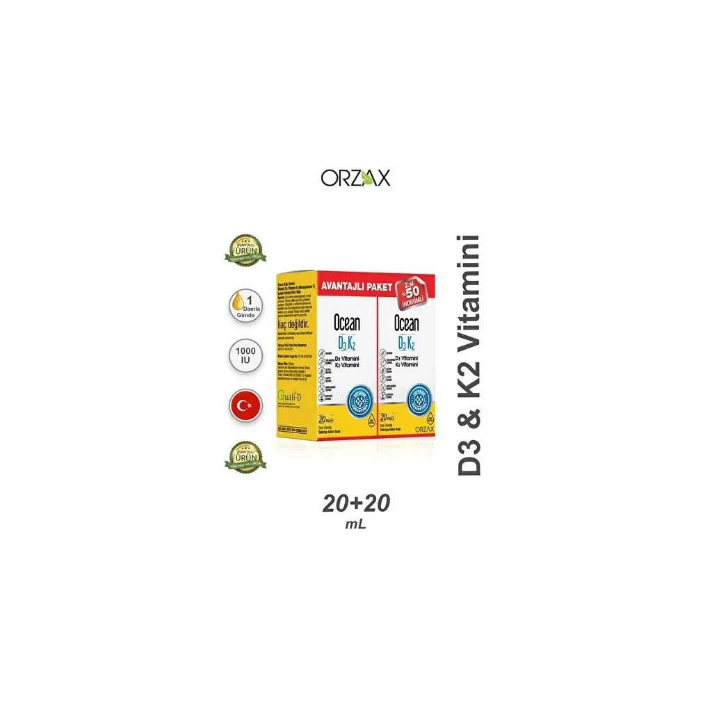 Ocean Vitamin D3k2 Damla 20 Ml 2'li Avantaj Paket