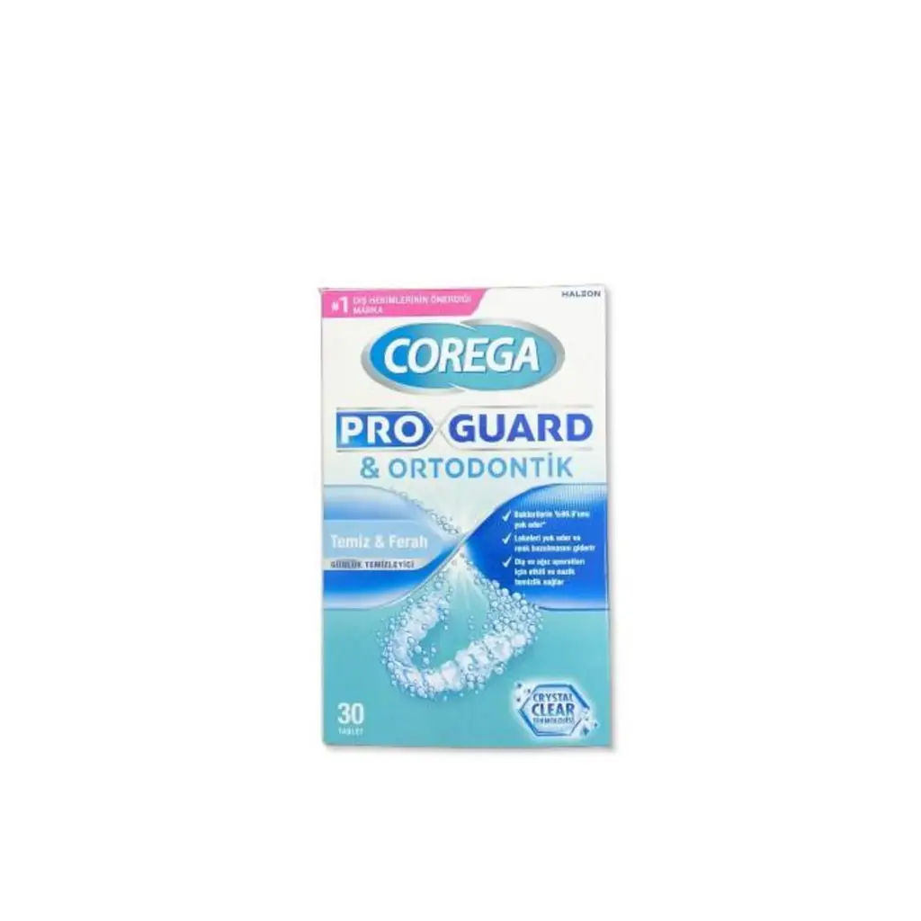 Corega Pro Guard & Ortodontik Günlük Diş Protezi Temizleyici 30 Tablet