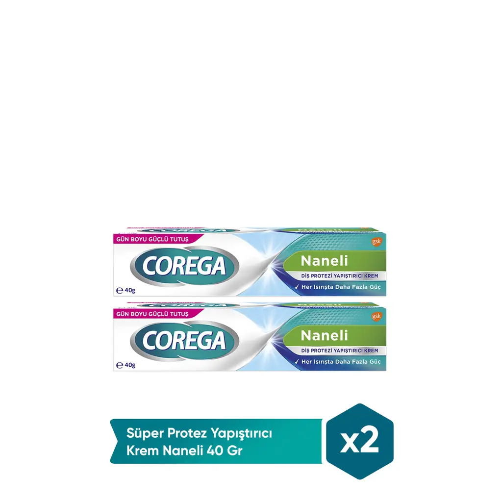 Corega Süper Protez Yapıştırıcı Naneli Krem 40 gr 2 Adet