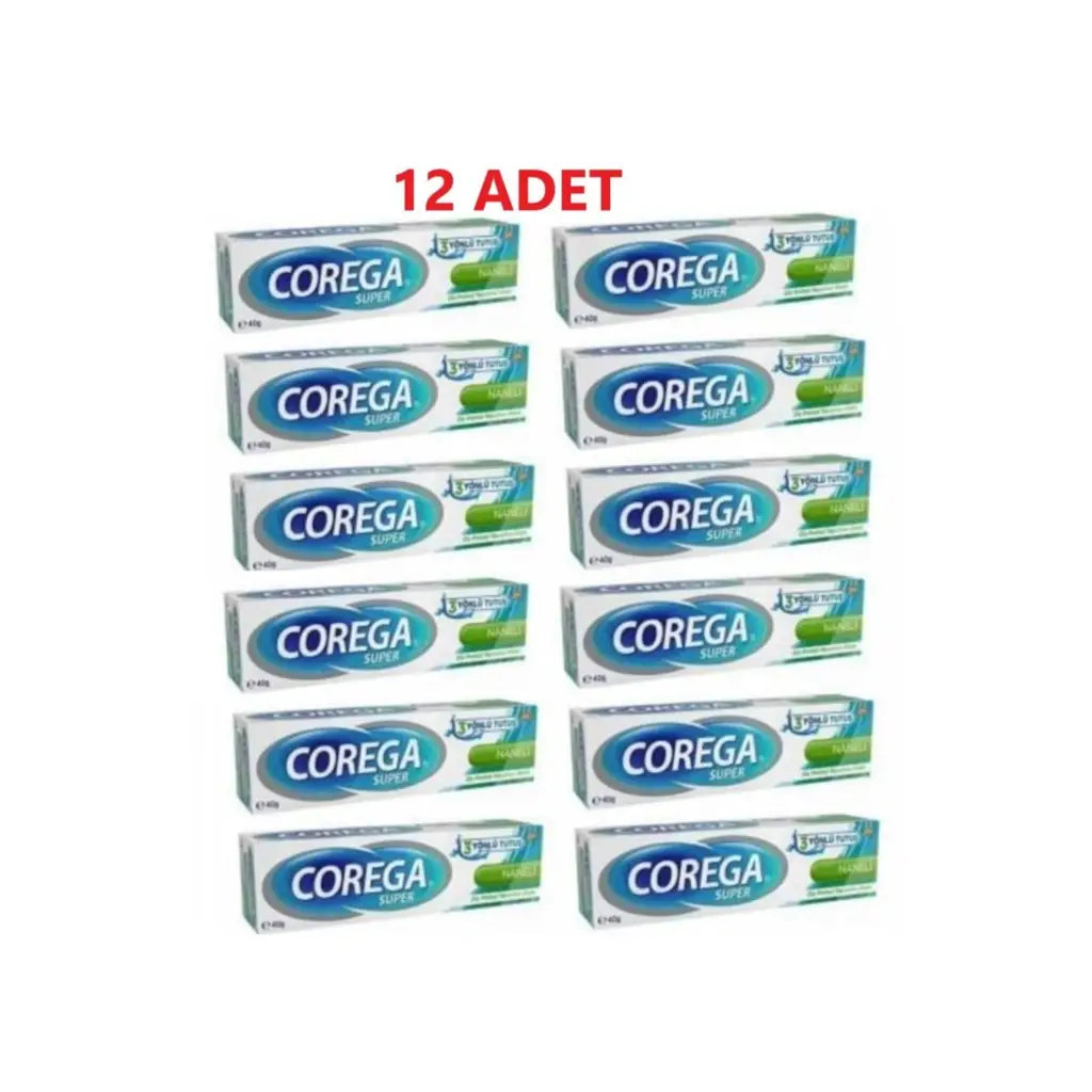 Corega Süper Protez Yapıştırıcı Naneli Krem 40 gr 12 Adet